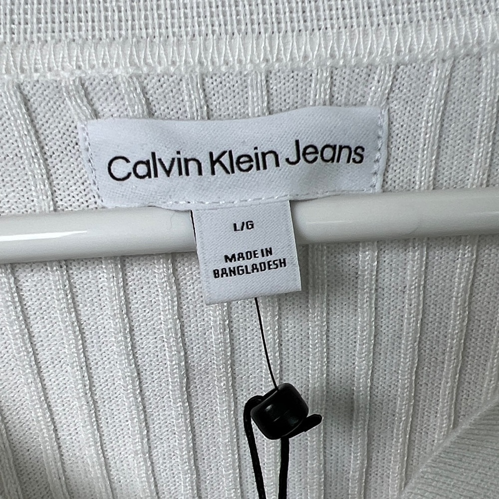 Calvin Klein Women's Ivory Ribbed Blouse - Picture 2 of 6